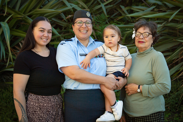 Air Force member with her family