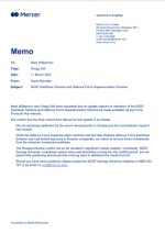 Mercer Notice - Divestment of Russian Investment in NZDF Superannuation scheme