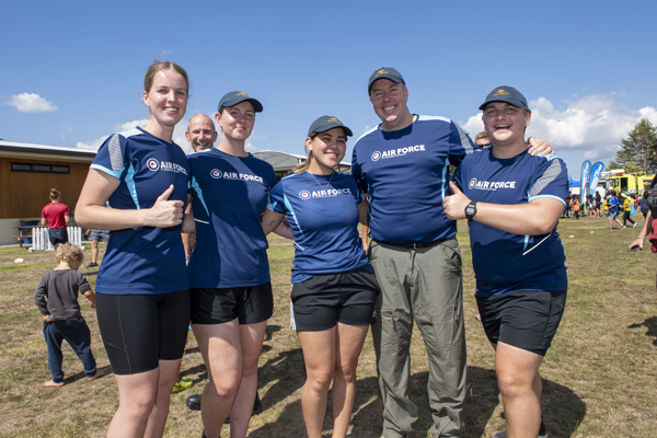 Air Force personnel at a sports event